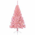 HKH Árvore de Natal Artificial Pré-Iluminada Rosa em PVC