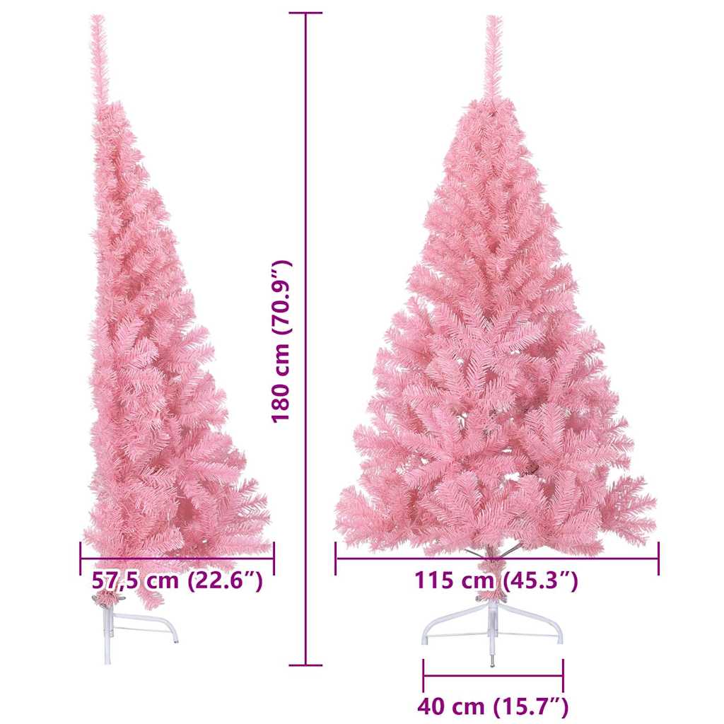 HKH Árvore de Natal Artificial Pré-Iluminada Rosa em PVC