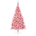 HKH Árvore de Natal Artificial Pré-Iluminada Rosa em PVC