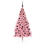 HKH Árvore de Natal Artificial Pré-Iluminada Rosa em PVC