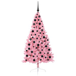 HKH Árvore de Natal Artificial Pré-Iluminada Rosa em PVC