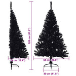 HKH Árvore de Natal Artificial Pré-Iluminada Preto em PVC