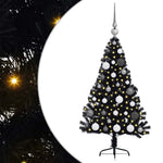HKH Árvore de Natal Artificial Pré-Iluminada Preto em PVC