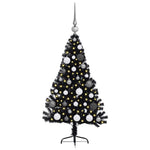 HKH Árvore de Natal Artificial Pré-Iluminada Preto em PVC