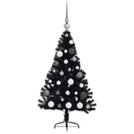 HKH Árvore de Natal Artificial Pré-Iluminada Preto em PVC