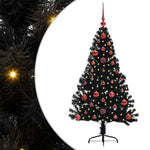 HKH Árvore de Natal Artificial Pré-Iluminada Preto em PVC