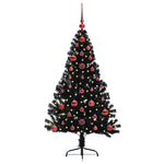 HKH Árvore de Natal Artificial Pré-Iluminada Preto em PVC