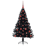 HKH Árvore de Natal Artificial Pré-Iluminada Preto em PVC