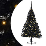 HKH Árvore de Natal Artificial Pré-Iluminada Preto em PVC
