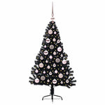 HKH Árvore de Natal Artificial Pré-Iluminada Preto em PVC