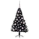 HKH Árvore de Natal Artificial Pré-Iluminada Preto em PVC