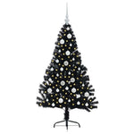 HKH Árvore de Natal Artificial Pré-Iluminada Preto em PVC