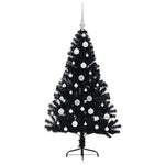 HKH Árvore de Natal Artificial Pré-Iluminada Preto em PVC