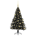 HKH Árvore de Natal Artificial Pré-Iluminada Preto em PVC