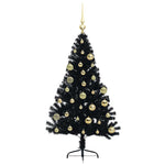 HKH Árvore de Natal Artificial Pré-Iluminada Preto em PVC
