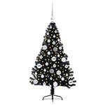 HKH Árvore de Natal Artificial Pré-Iluminada Preto em PVC