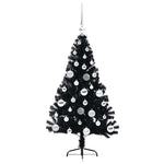 HKH Árvore de Natal Artificial Pré-Iluminada Preto em PVC