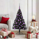 HKH Árvore de Natal Artificial Pré-Iluminada Preto em PVC