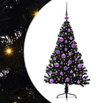 HKH Árvore de Natal Artificial Pré-Iluminada Preto em PVC