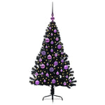 HKH Árvore de Natal Artificial Pré-Iluminada Preto em PVC