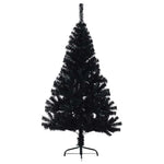 HKH Árvore de Natal Artificial Pré-Iluminada Preto em PVC