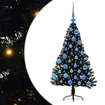 HKH Árvore de Natal Artificial Pré-Iluminada Preto em PVC