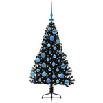 HKH Árvore de Natal Artificial Pré-Iluminada Preto em PVC