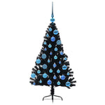 HKH Árvore de Natal Artificial Pré-Iluminada Preto em PVC