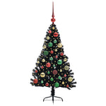 HKH Árvore de Natal Artificial Pré-Iluminada Preto em PVC