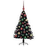 HKH Árvore de Natal Artificial Pré-Iluminada Preto em PVC