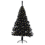 HKH Árvore de Natal Artificial Pré-Iluminada Preto em PVC