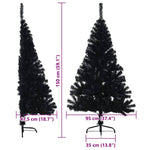 HKH Árvore de Natal Artificial Pré-Iluminada Preto em PVC