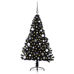 HKH Árvore de Natal Artificial Pré-Iluminada Preto em PVC
