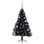 HKH Árvore de Natal Artificial Pré-Iluminada Preto em PVC