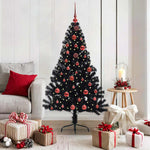 HKH Árvore de Natal Artificial Pré-Iluminada Preto em PVC