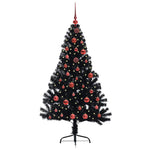 HKH Árvore de Natal Artificial Pré-Iluminada Preto em PVC