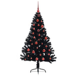 HKH Árvore de Natal Artificial Pré-Iluminada Preto em PVC