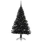 HKH Árvore de Natal Artificial Pré-Iluminada Preto em PVC