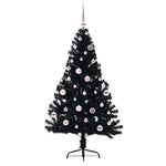 HKH Árvore de Natal Artificial Pré-Iluminada Preto em PVC