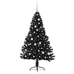 HKH Árvore de Natal Artificial Pré-Iluminada Preto em PVC