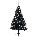 HKH Árvore de Natal Artificial Pré-Iluminada Preto em PVC
