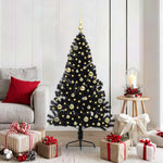 HKH Árvore de Natal Artificial Pré-Iluminada Preto em PVC