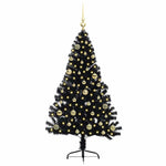 HKH Árvore de Natal Artificial Pré-Iluminada Preto em PVC