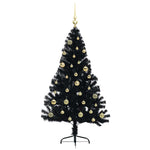 HKH Árvore de Natal Artificial Pré-Iluminada Preto em PVC