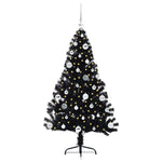 HKH Árvore de Natal Artificial Pré-Iluminada Preto em PVC