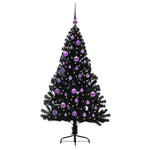 HKH Árvore de Natal Artificial Pré-Iluminada Preto em PVC