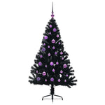 HKH Árvore de Natal Artificial Pré-Iluminada Preto em PVC