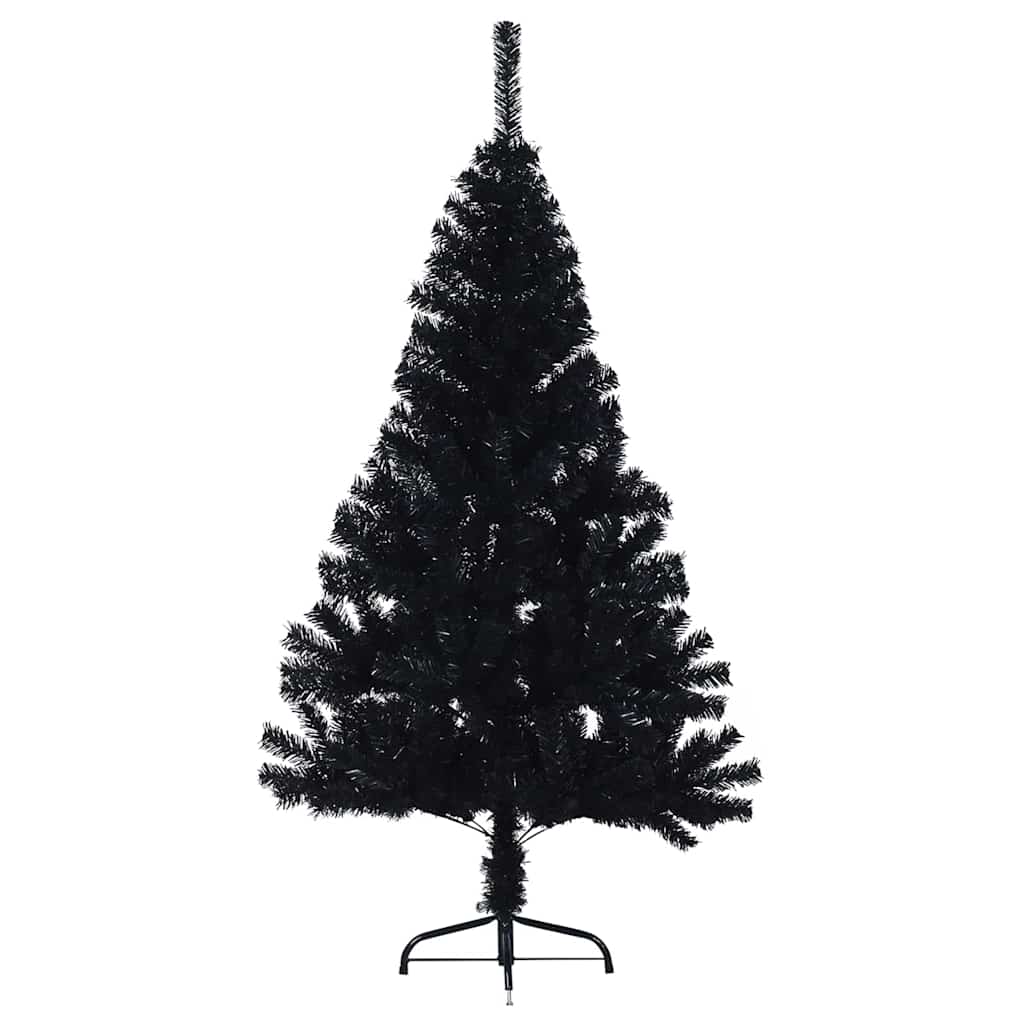HKH Árvore de Natal Artificial Pré-Iluminada Preto em PVC