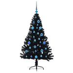 HKH Árvore de Natal Artificial Pré-Iluminada Preto em PVC