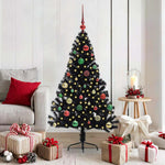 HKH Árvore de Natal Artificial Pré-Iluminada Preto em PVC